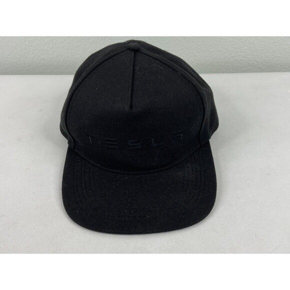 TESLA Hat Cap Snap Back Black On Black Adjustable Embroidered Logo Elon Musk Car - Picture 2 of 7